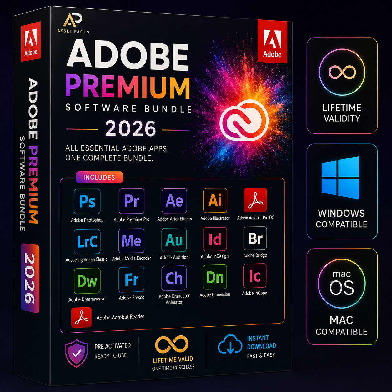 Adobe Premium Software Bundle 2026 | Photoshop, Premiere Pro, Illustrator & More | Windows & macOS